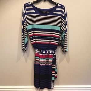 Guess Womens Dress Multicolor Stripe 3/4 Sleeves